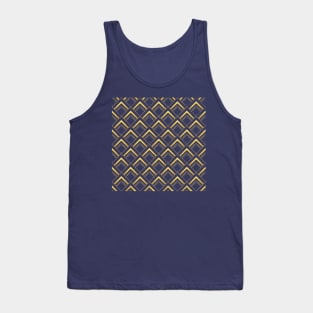 Art Deco diamond pattern navy and gold Tank Top